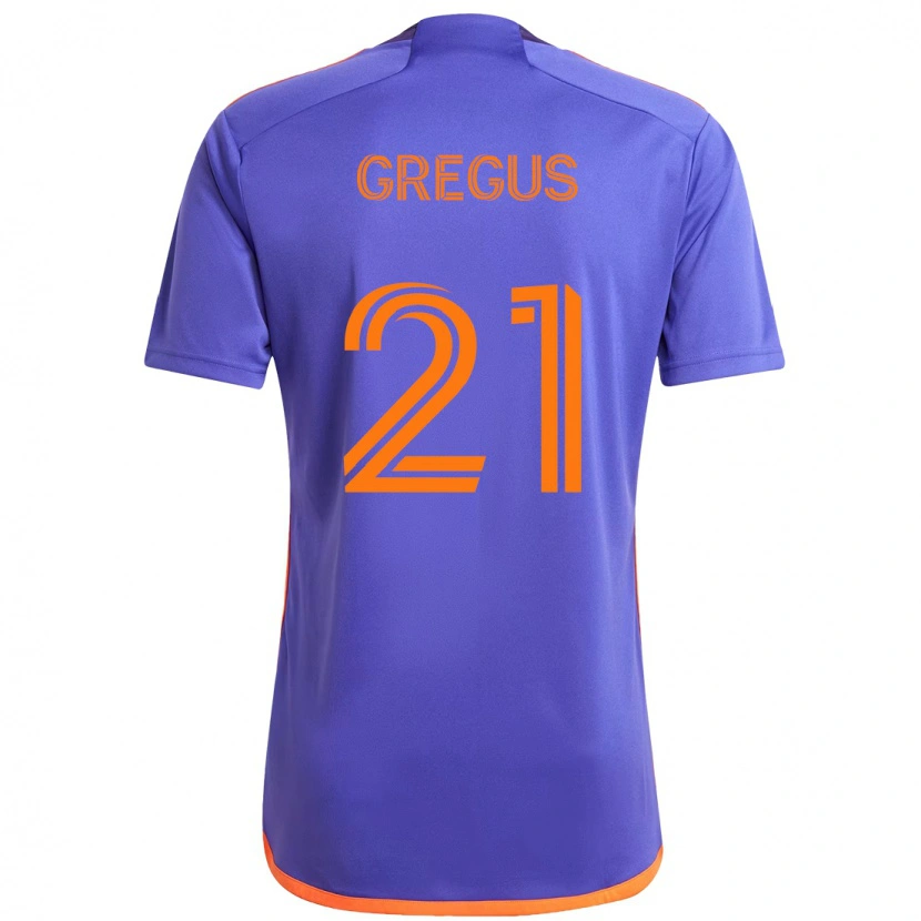Danxen Kinder Ján Gregus #21 Lila Orange Auswärtstrikot Trikot 2025/26 T-Shirt