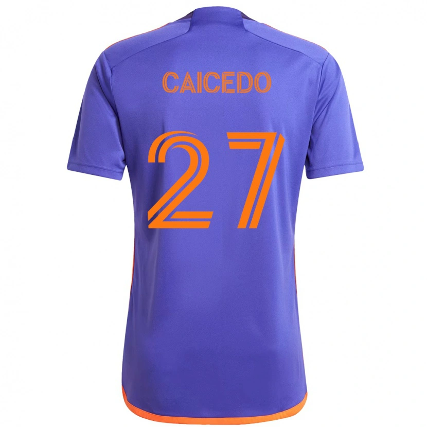 Danxen Kinder Luis Caicedo #27 Lila Orange Auswärtstrikot Trikot 2025/26 T-Shirt