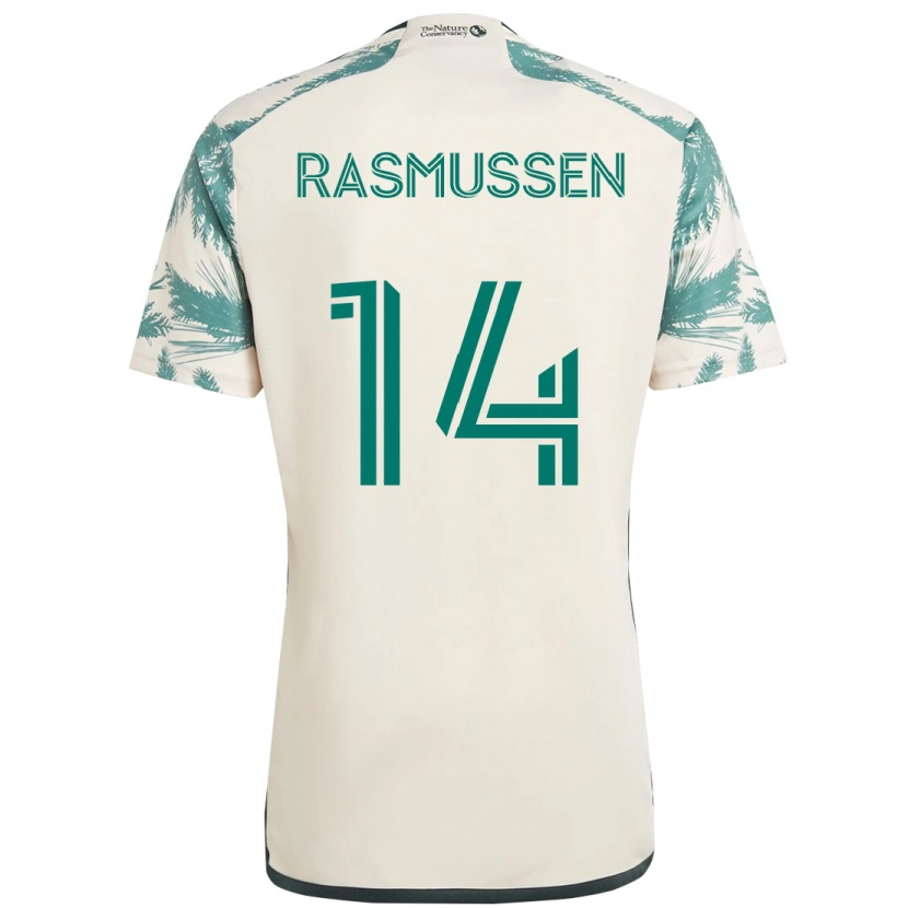 Danxen Kinder Justin Rasmussen #14 Beige Grün Auswärtstrikot Trikot 2025/26 T-Shirt