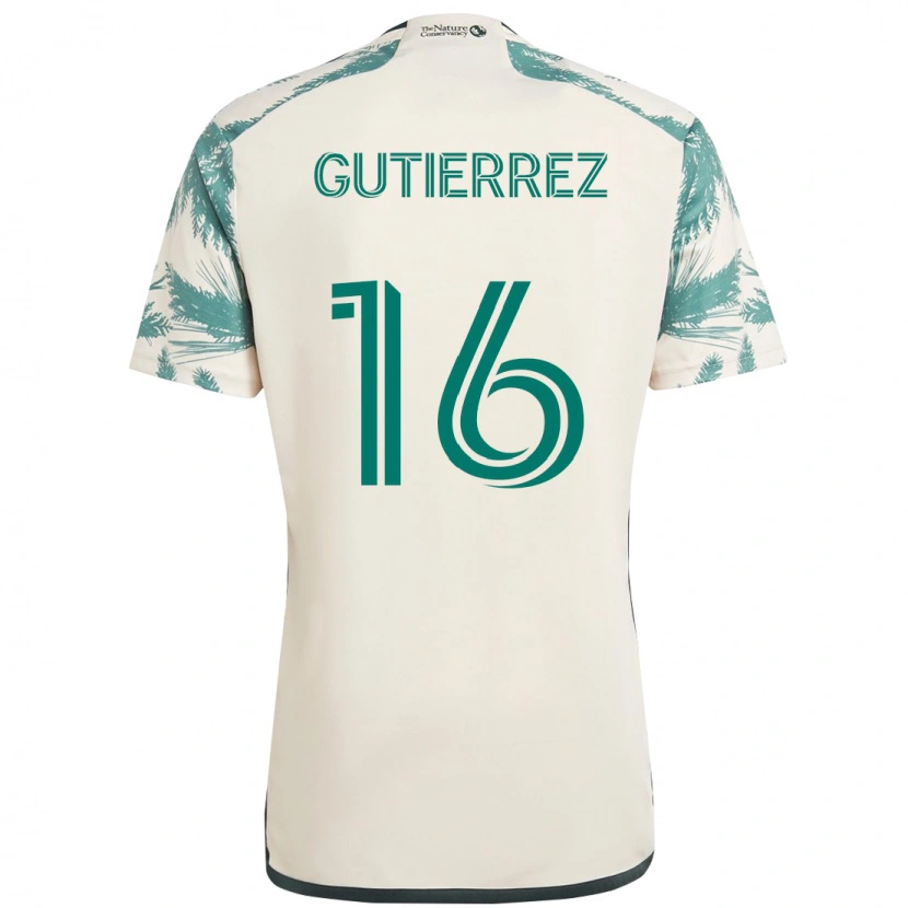 Danxen Kinder Diego Gutiérrez #16 Beige Grün Auswärtstrikot Trikot 2025/26 T-Shirt