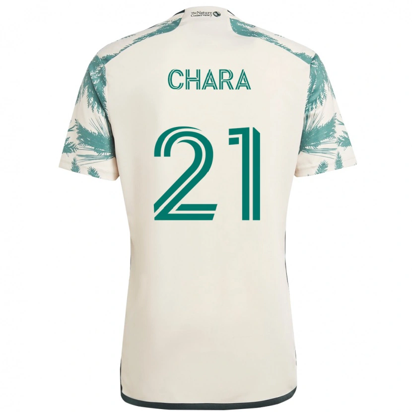 Danxen Kinder Diego Chará #21 Beige Grün Auswärtstrikot Trikot 2025/26 T-Shirt