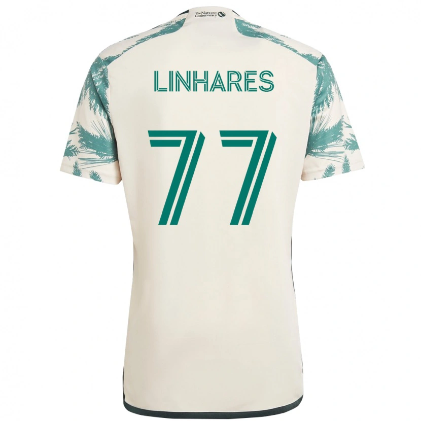 Danxen Kinder Kyle Linhares #77 Beige Grün Auswärtstrikot Trikot 2025/26 T-Shirt