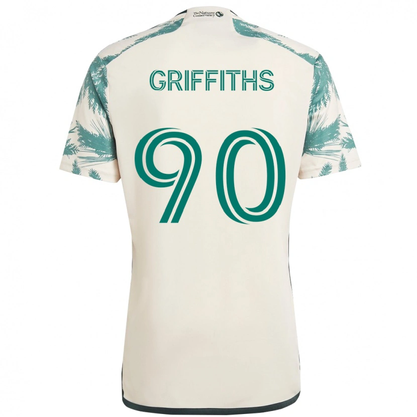 Danxen Kinder Reo Griffiths #90 Beige Grün Auswärtstrikot Trikot 2025/26 T-Shirt