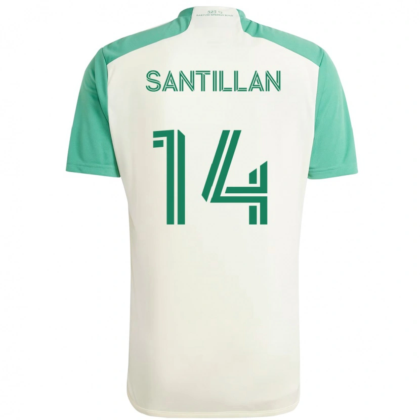 Danxen Kinder Jonathan Santillan #14 Weiß Grün Auswärtstrikot Trikot 2025/26 T-Shirt