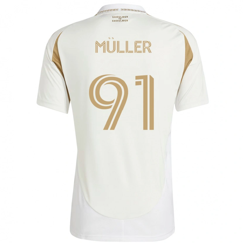 Danxen Kinder Luis Müller #91 Weiß Braun Auswärtstrikot Trikot 2025/26 T-Shirt