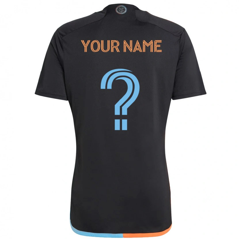 Danxen Kinder Ihren Namen #0 Schwarz Blau Orange Auswärtstrikot Trikot 2025/26 T-Shirt