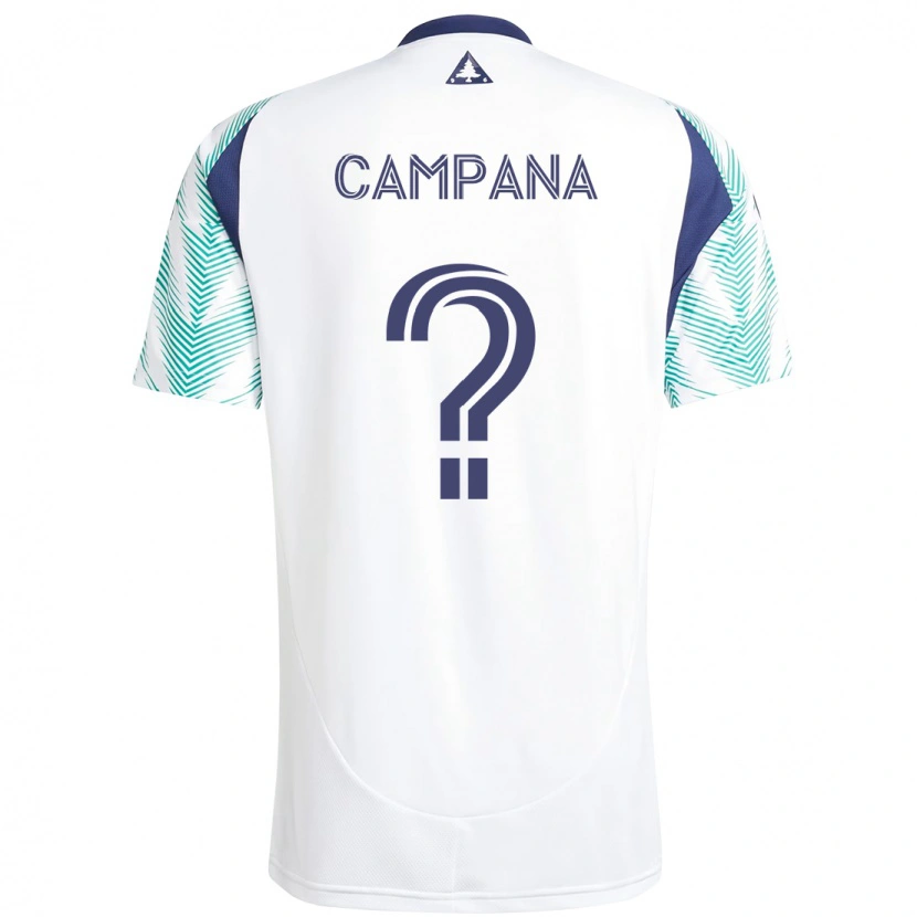 Danxen Kinder Leonardo Campana #0 Weiß Blau Auswärtstrikot Trikot 2025/26 T-Shirt