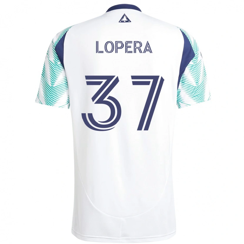 Danxen Kinder Steban Lopera #37 Weiß Blau Auswärtstrikot Trikot 2025/26 T-Shirt