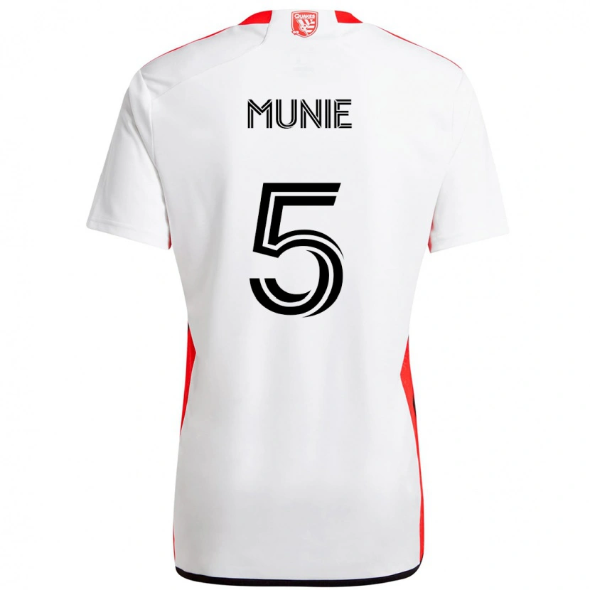 Danxen Kinder Daniel Munie #5 Weiß Rot Auswärtstrikot Trikot 2025/26 T-Shirt