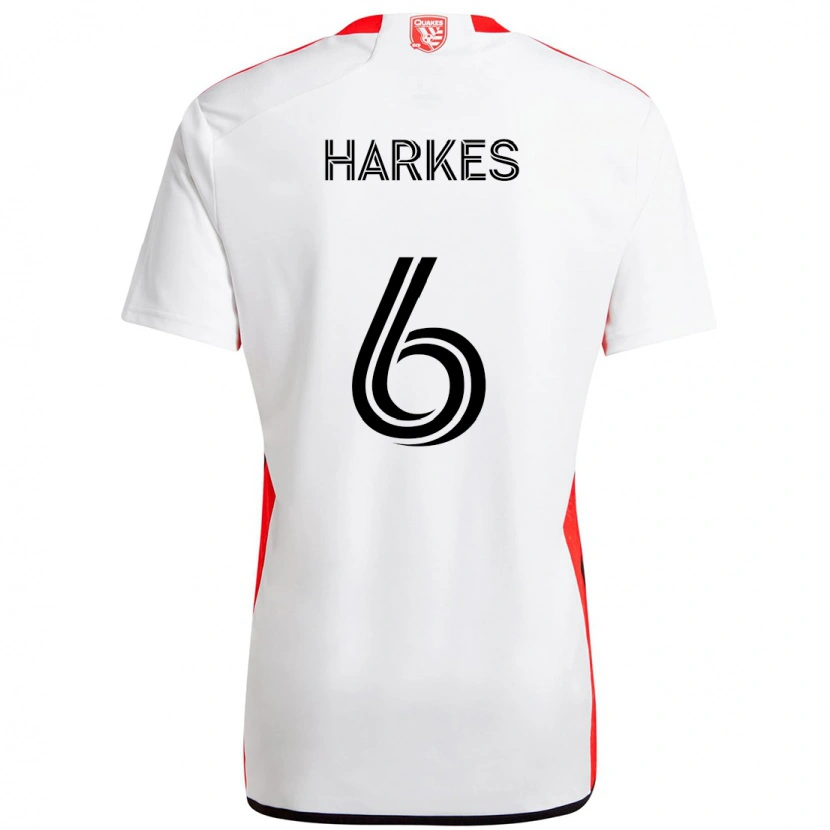 Danxen Kinder Ian Harkes #6 Weiß Rot Auswärtstrikot Trikot 2025/26 T-Shirt