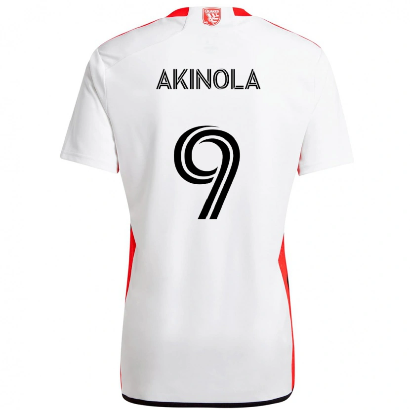 Danxen Kinder Ayo Akinola #9 Weiß Rot Auswärtstrikot Trikot 2025/26 T-Shirt