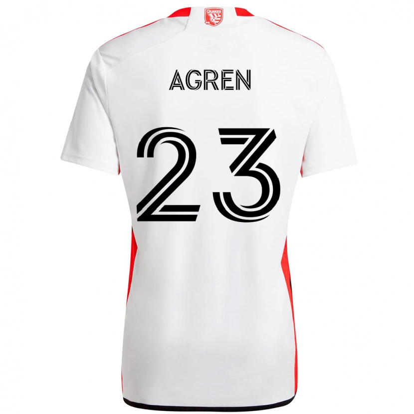 Danxen Kinder Oskar Agren #23 Weiß Rot Auswärtstrikot Trikot 2025/26 T-Shirt