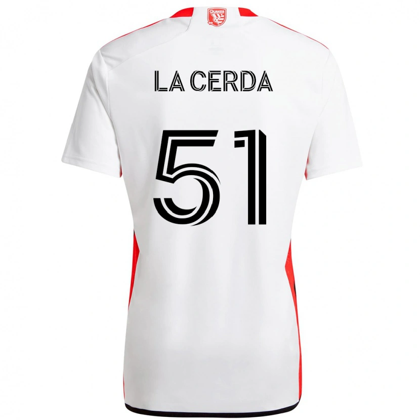 Danxen Kinder Eric De La Cerda #51 Weiß Rot Auswärtstrikot Trikot 2025/26 T-Shirt