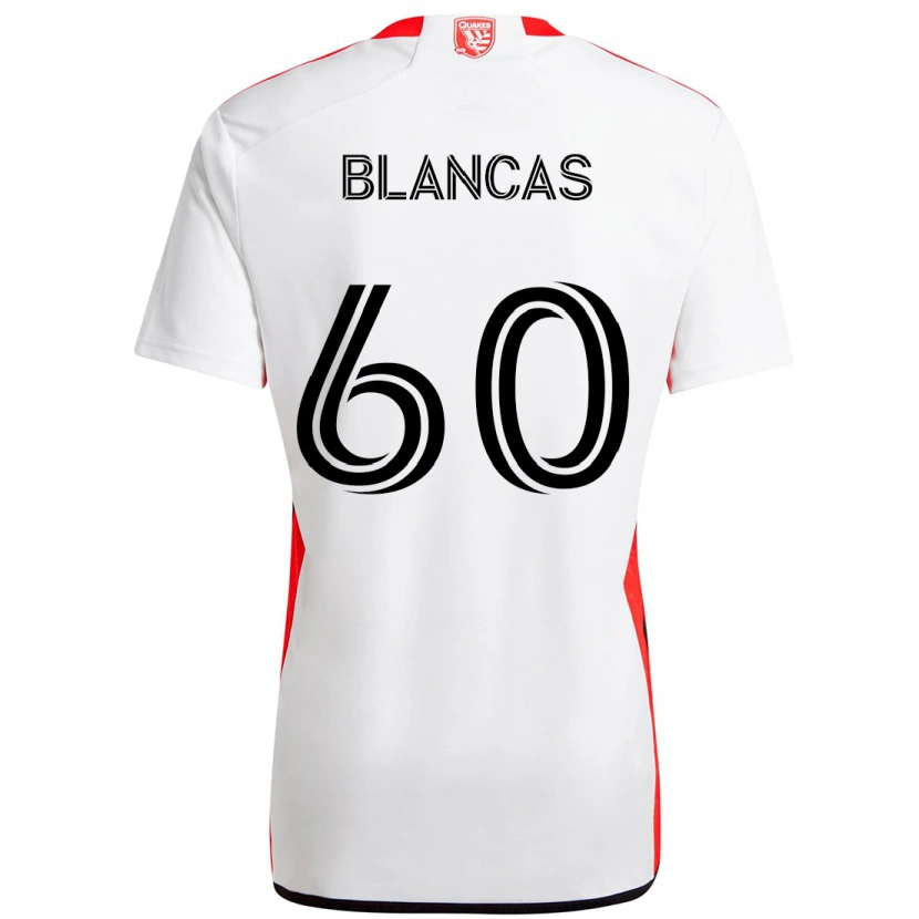 Danxen Kinder Eduardo Blancas #60 Weiß Rot Auswärtstrikot Trikot 2025/26 T-Shirt