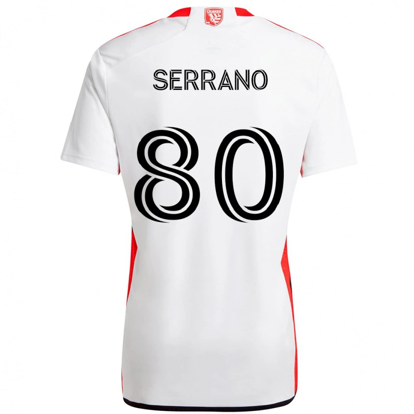 Danxen Kinder David Serrano #80 Weiß Rot Auswärtstrikot Trikot 2025/26 T-Shirt