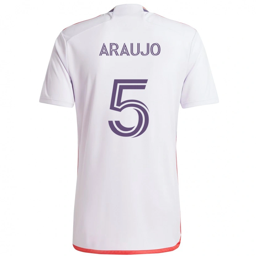 Danxen Kinder César Araújo #5 Weiß Lila Auswärtstrikot Trikot 2025/26 T-Shirt