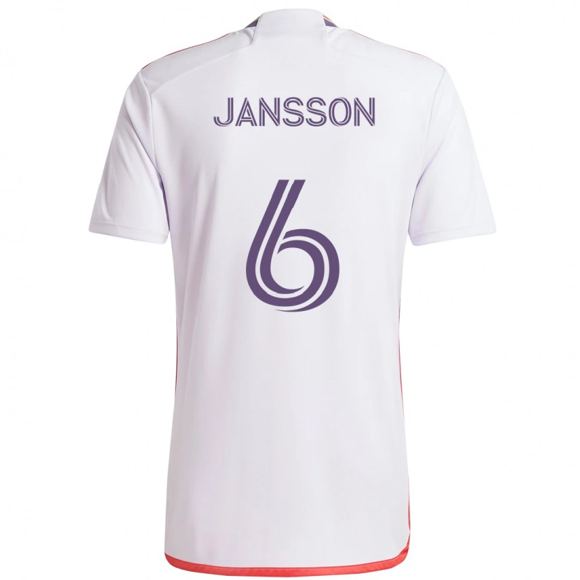 Danxen Kinder Robin Jansson #6 Weiß Lila Auswärtstrikot Trikot 2025/26 T-Shirt