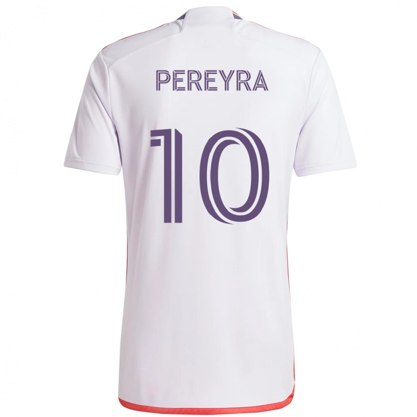 Danxen Kinder Mauricio Pereyra #10 Weiß Lila Auswärtstrikot Trikot 2025/26 T-Shirt