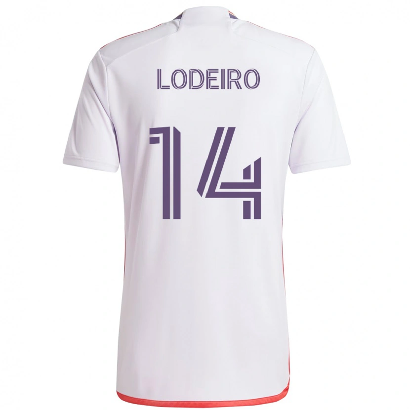 Danxen Kinder Nicolás Lodeiro #14 Weiß Lila Auswärtstrikot Trikot 2025/26 T-Shirt