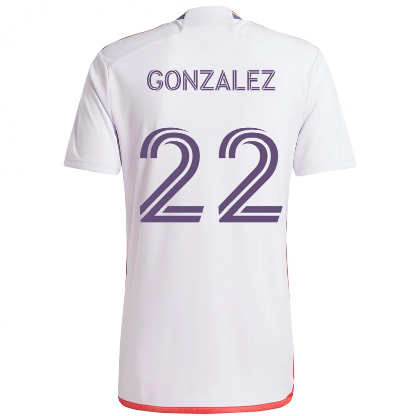 Danxen Kinder Gastón González #22 Weiß Lila Auswärtstrikot Trikot 2025/26 T-Shirt