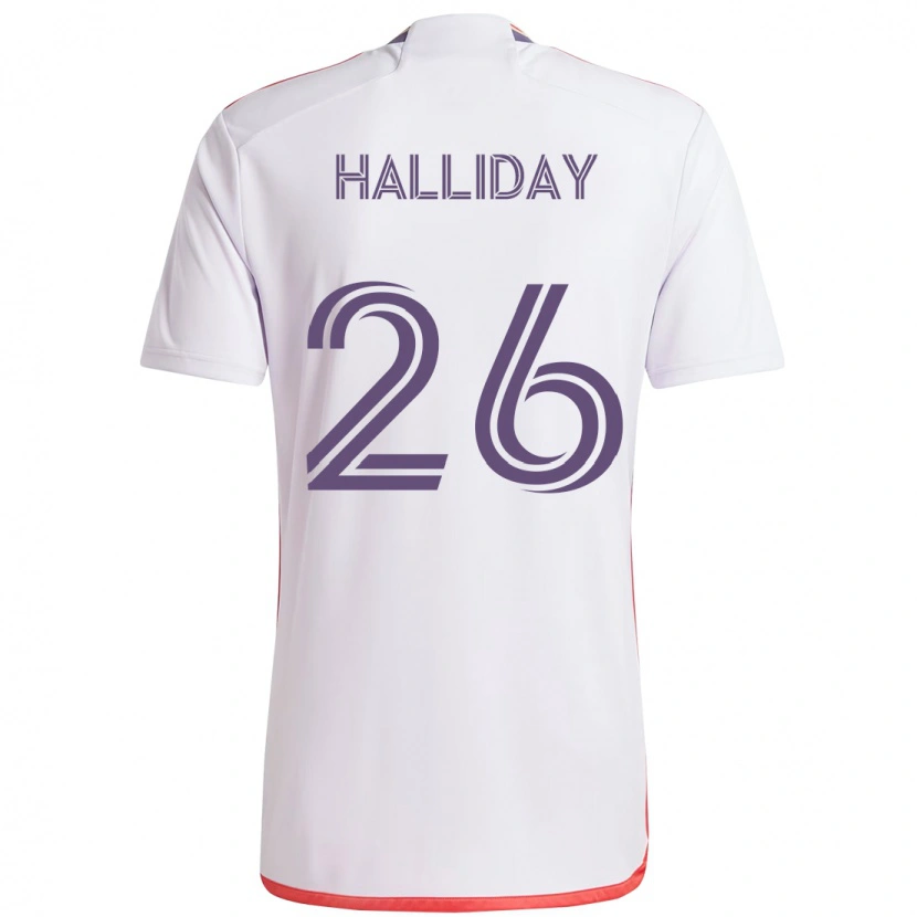 Danxen Kinder Michael Halliday #26 Weiß Lila Auswärtstrikot Trikot 2025/26 T-Shirt