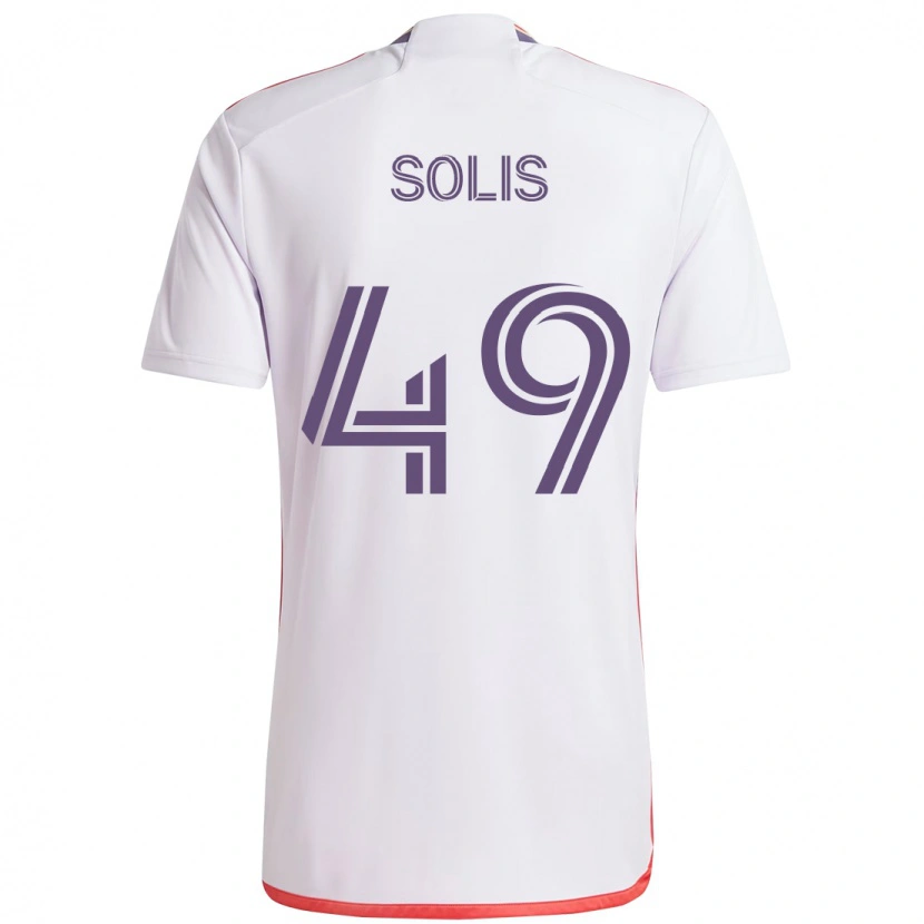 Danxen Kinder Jhon Solís #49 Weiß Lila Auswärtstrikot Trikot 2025/26 T-Shirt