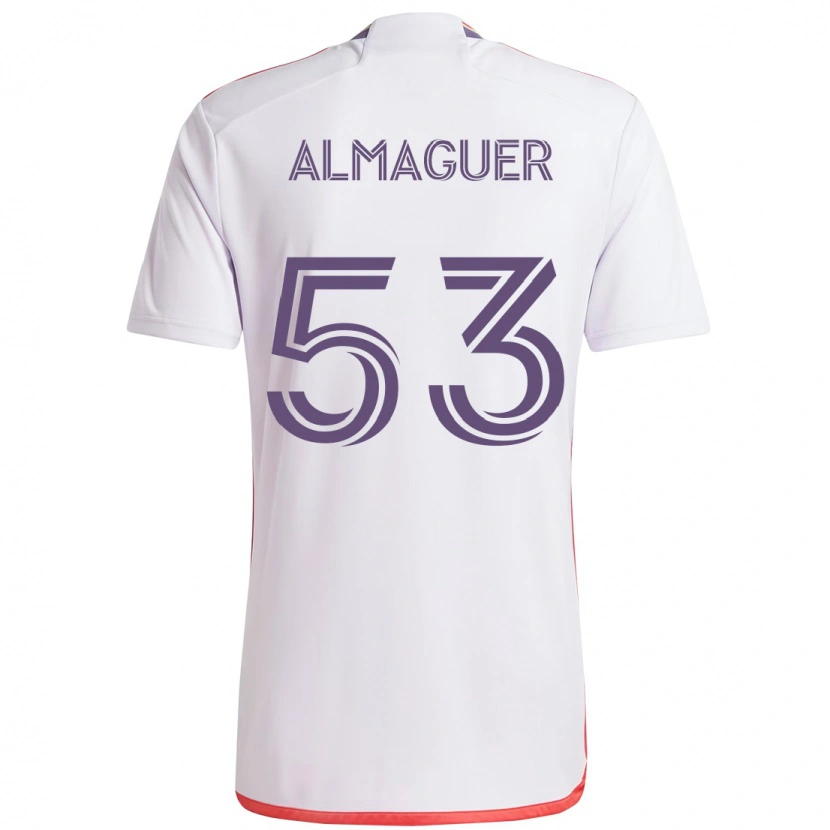 Danxen Kinder Jorge Almaguer #53 Weiß Lila Auswärtstrikot Trikot 2025/26 T-Shirt