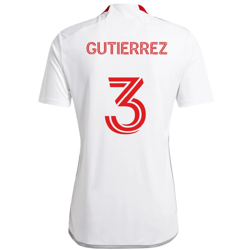 Danxen Kinder Cristián Gutiérrez #3 Weiß Rot Auswärtstrikot Trikot 2025/26 T-Shirt