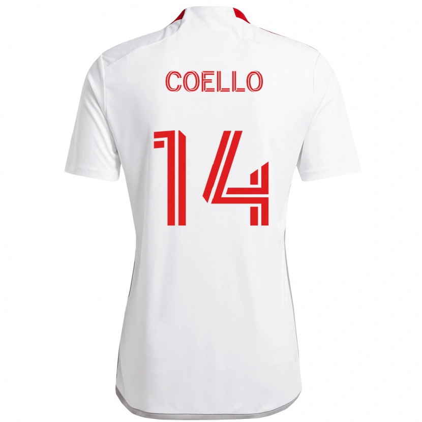 Danxen Kinder Alonso Coello #14 Weiß Rot Auswärtstrikot Trikot 2025/26 T-Shirt