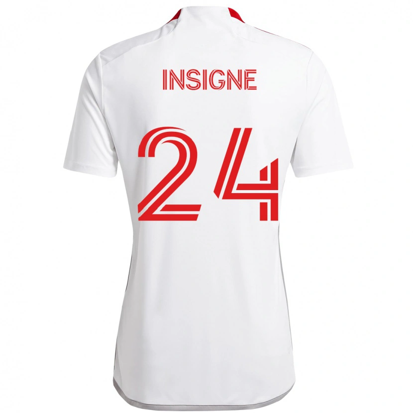 Danxen Kinder Lorenzo Insigne #24 Weiß Rot Auswärtstrikot Trikot 2025/26 T-Shirt