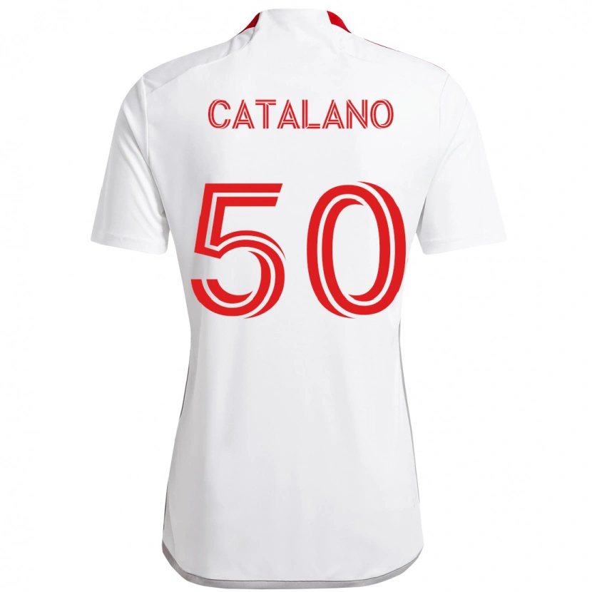 Danxen Kinder Gianluca Catalano #50 Weiß Rot Auswärtstrikot Trikot 2025/26 T-Shirt