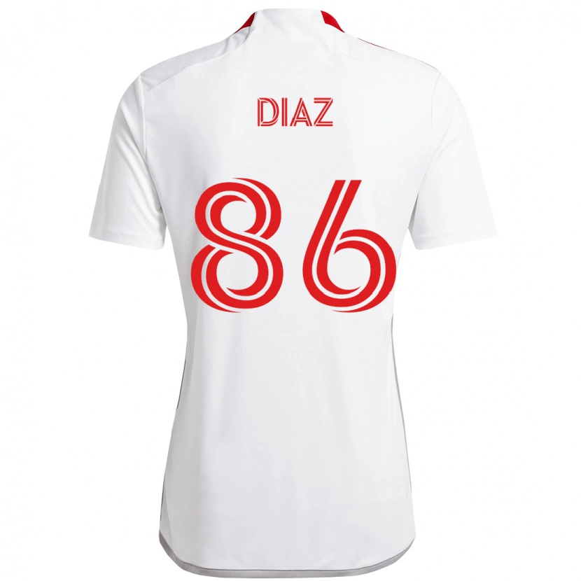Danxen Kinder Alec Díaz #86 Weiß Rot Auswärtstrikot Trikot 2025/26 T-Shirt