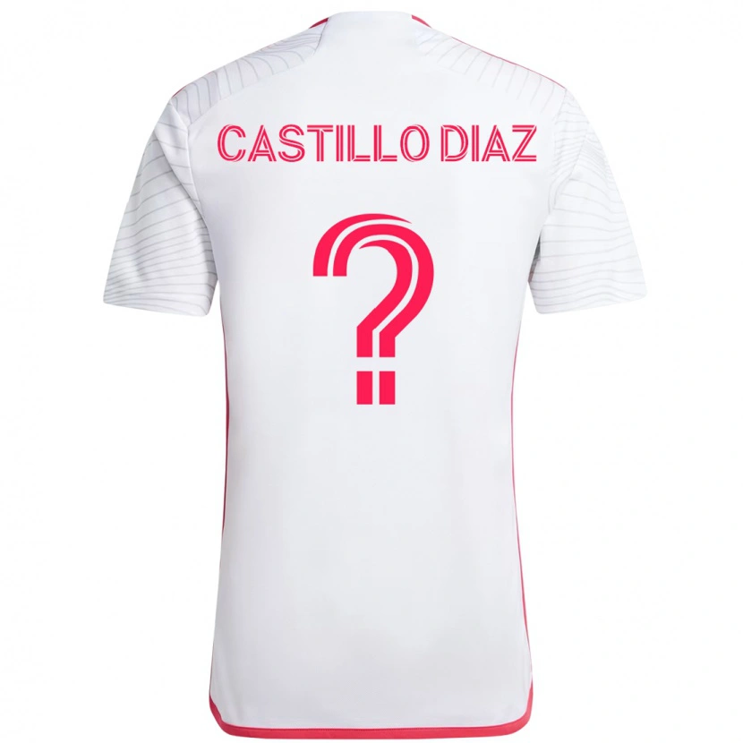 Danxen Kinder Jesus Castillo Diaz #0 Weiß Magenta Auswärtstrikot Trikot 2025/26 T-Shirt