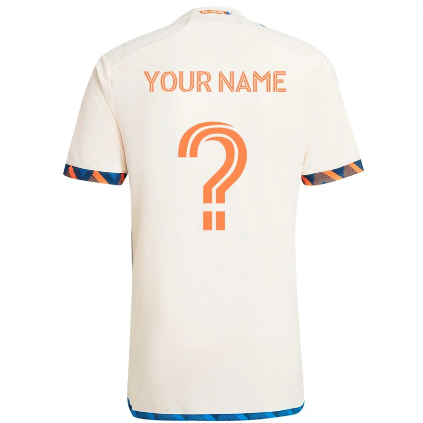 Danxen Kinder Ihren Namen #0 Weiß Blau Orange Auswärtstrikot Trikot 2025/26 T-Shirt