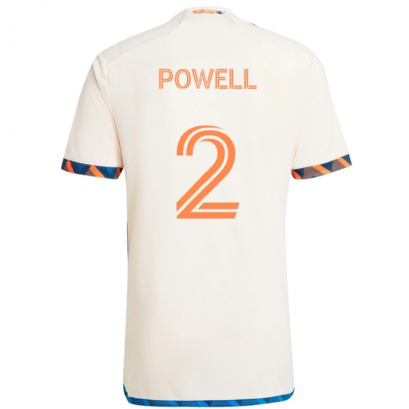 Danxen Kinder Alvas Powell #2 Weiß Blau Orange Auswärtstrikot Trikot 2025/26 T-Shirt