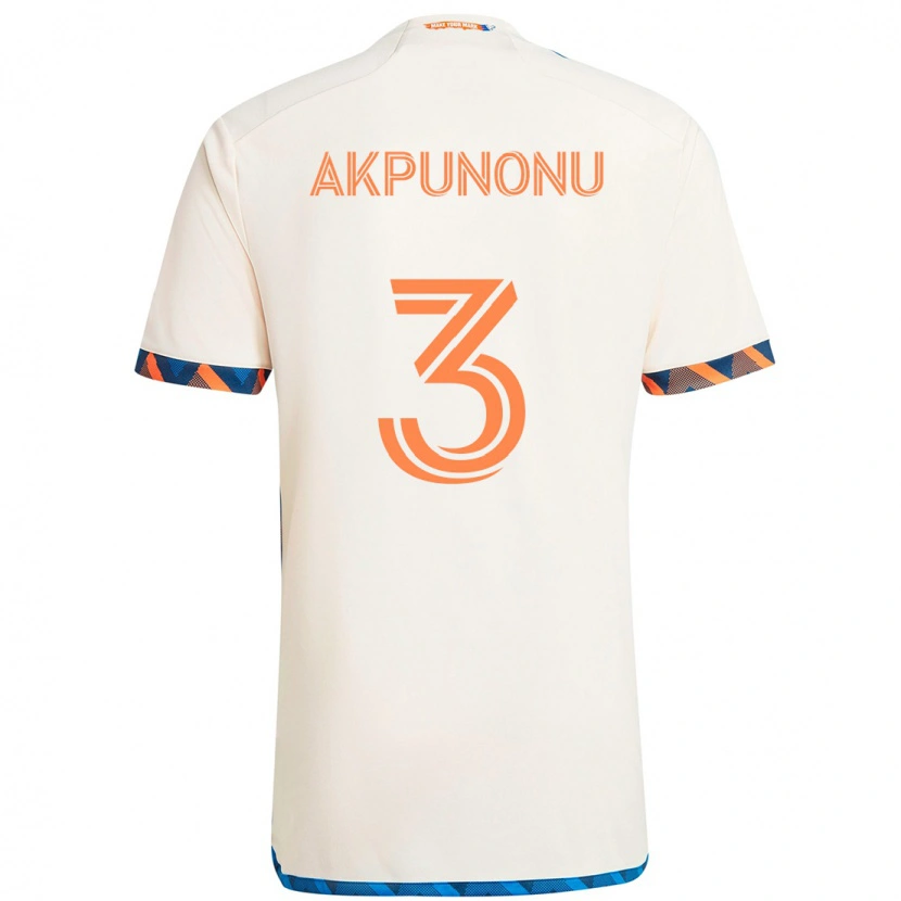 Danxen Kinder Joey Akpunonu #3 Weiß Blau Orange Auswärtstrikot Trikot 2025/26 T-Shirt