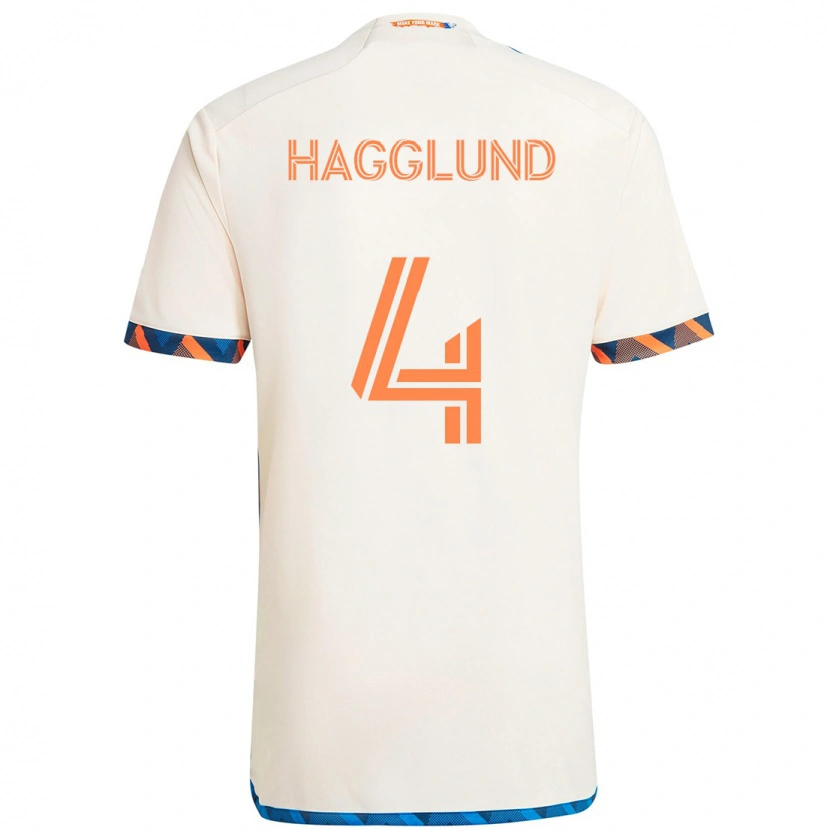 Danxen Kinder Nick Hagglund #4 Weiß Blau Orange Auswärtstrikot Trikot 2025/26 T-Shirt