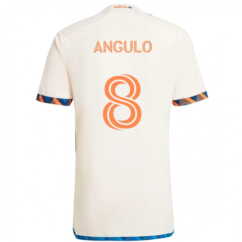 Danxen Kinder Marco Angulo #8 Weiß Blau Orange Auswärtstrikot Trikot 2025/26 T-Shirt