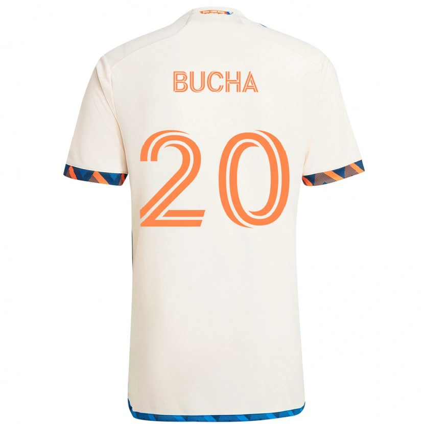 Danxen Kinder Pavel Bucha #20 Weiß Blau Orange Auswärtstrikot Trikot 2025/26 T-Shirt