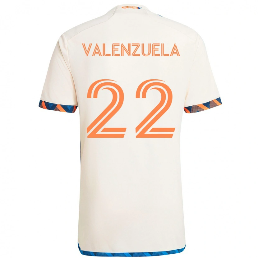 Danxen Kinder Gerardo Valenzuela #22 Weiß Blau Orange Auswärtstrikot Trikot 2025/26 T-Shirt