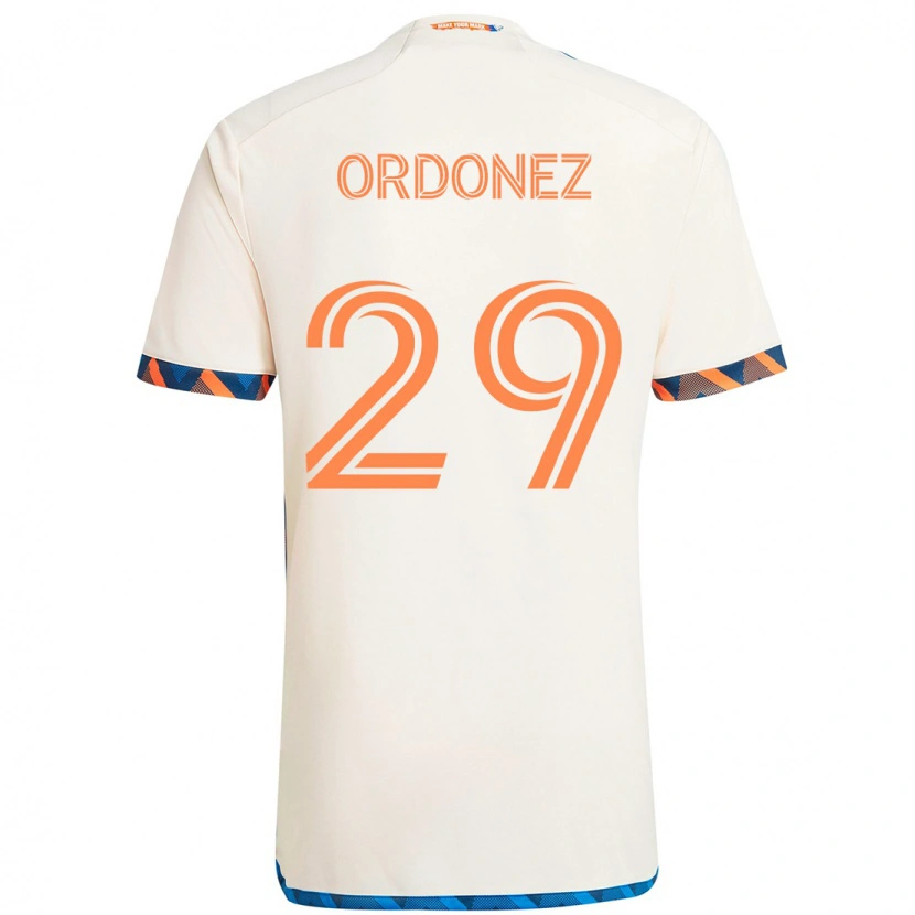 Danxen Kinder Arquímides Ordóñez #29 Weiß Blau Orange Auswärtstrikot Trikot 2025/26 T-Shirt