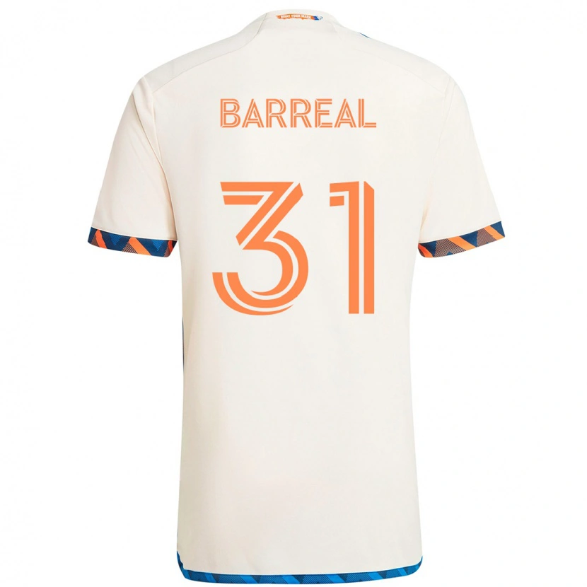 Danxen Kinder Álvaro Barreal #31 Weiß Blau Orange Auswärtstrikot Trikot 2025/26 T-Shirt