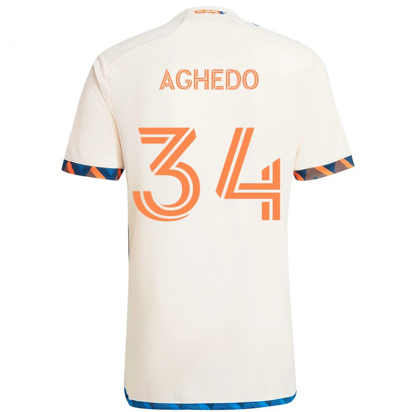 Danxen Kinder London Aghedo #34 Weiß Blau Orange Auswärtstrikot Trikot 2025/26 T-Shirt