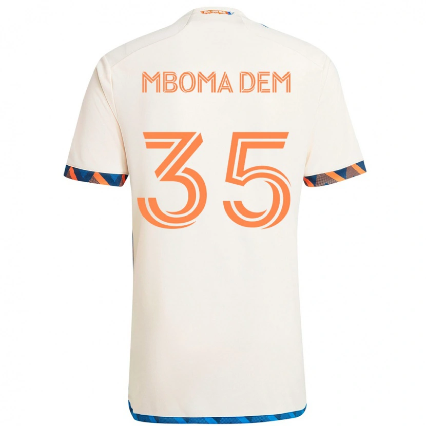 Danxen Kinder Kenji Mboma Dem #35 Weiß Blau Orange Auswärtstrikot Trikot 2025/26 T-Shirt