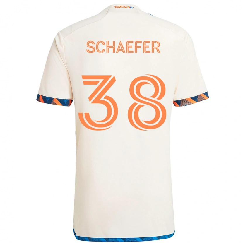 Danxen Kinder Brian Schaefer #38 Weiß Blau Orange Auswärtstrikot Trikot 2025/26 T-Shirt