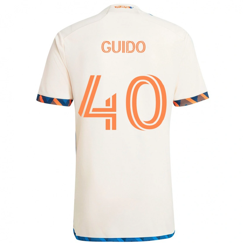 Danxen Kinder Alejandro Guido #40 Weiß Blau Orange Auswärtstrikot Trikot 2025/26 T-Shirt