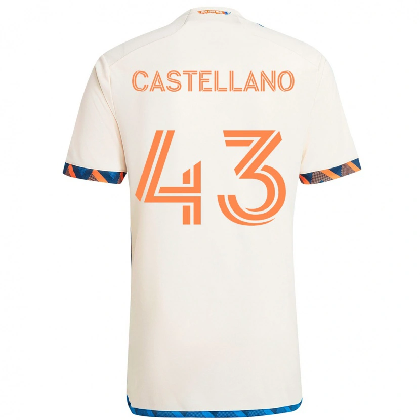 Danxen Kinder Jesús Castellano #43 Weiß Blau Orange Auswärtstrikot Trikot 2025/26 T-Shirt