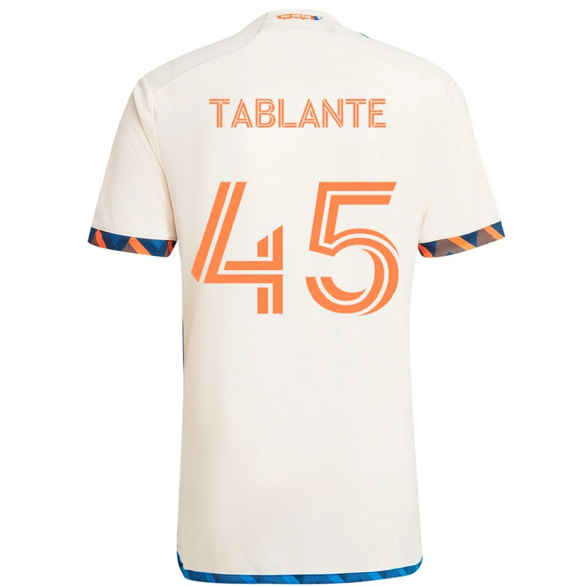 Danxen Kinder Moises Tablante #45 Weiß Blau Orange Auswärtstrikot Trikot 2025/26 T-Shirt