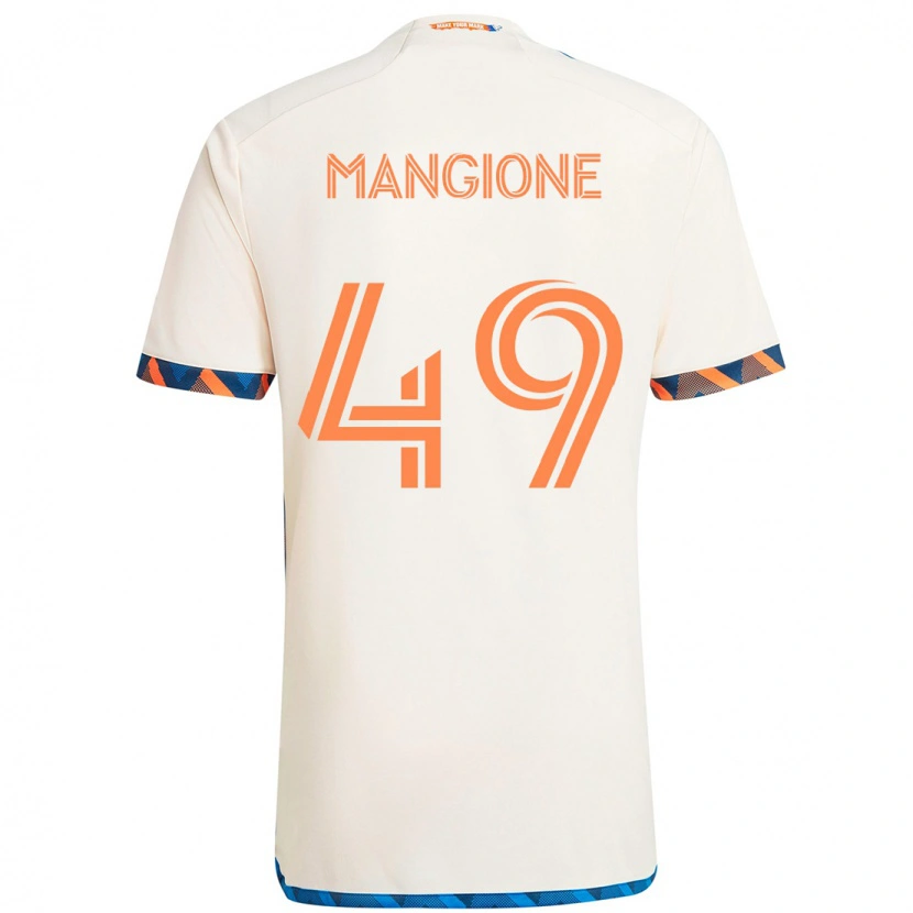 Danxen Kinder Peter Mangione #49 Weiß Blau Orange Auswärtstrikot Trikot 2025/26 T-Shirt