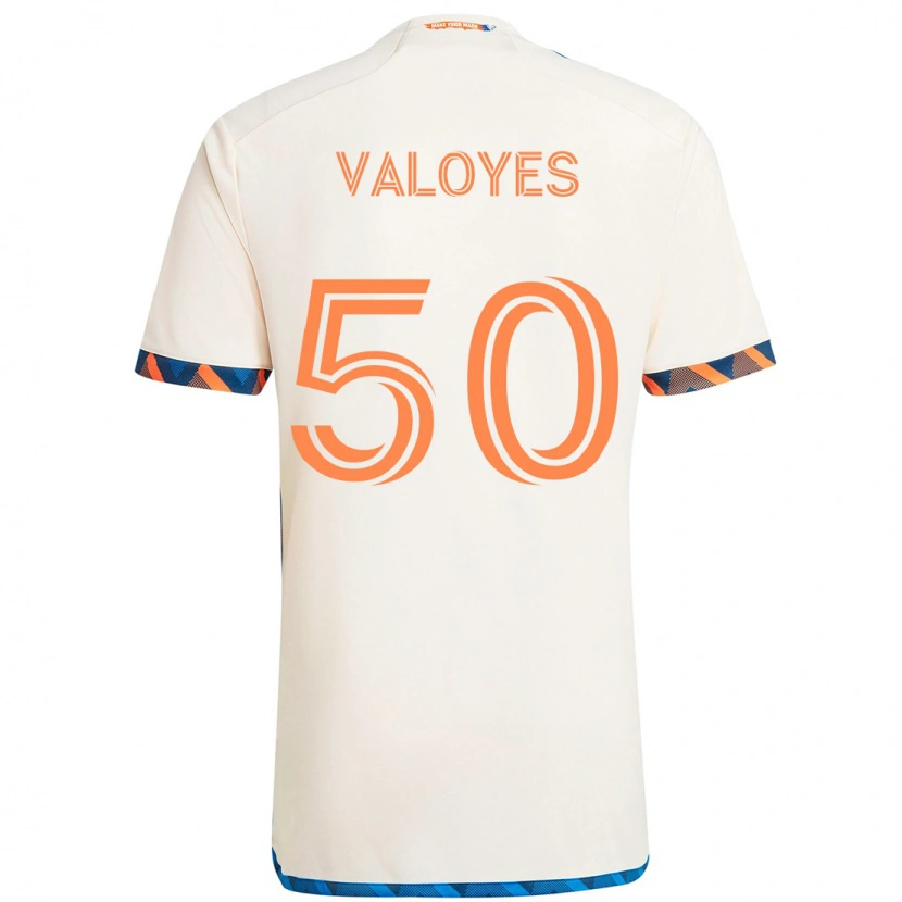 Danxen Kinder Yeiner Valoyes #50 Weiß Blau Orange Auswärtstrikot Trikot 2025/26 T-Shirt